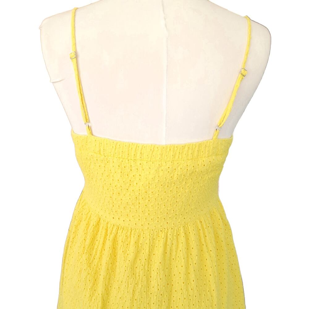 The Prairie Yellow Embroidered Eyelet Midi Dress Size 8 Summer Sundress Cottage - Picture 6 of 11